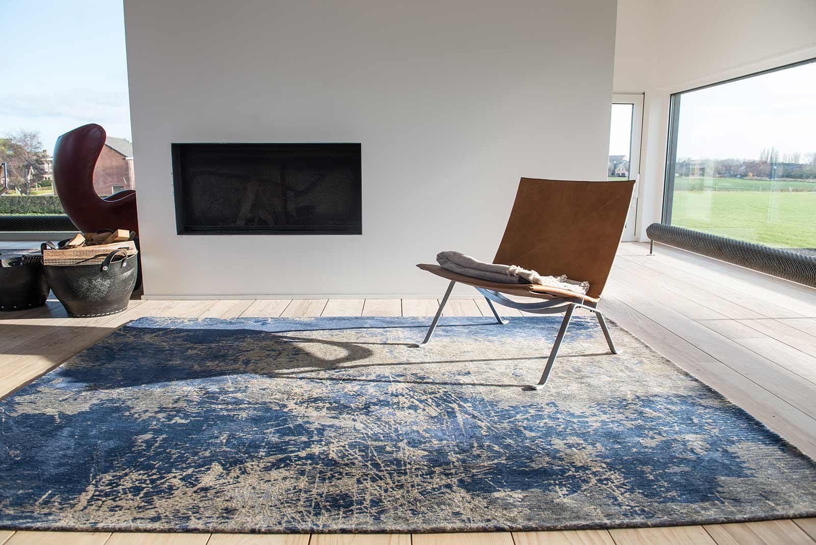rugs Louis De Poortere CA 8629 Mad Men Cracks Abyss Blue interior